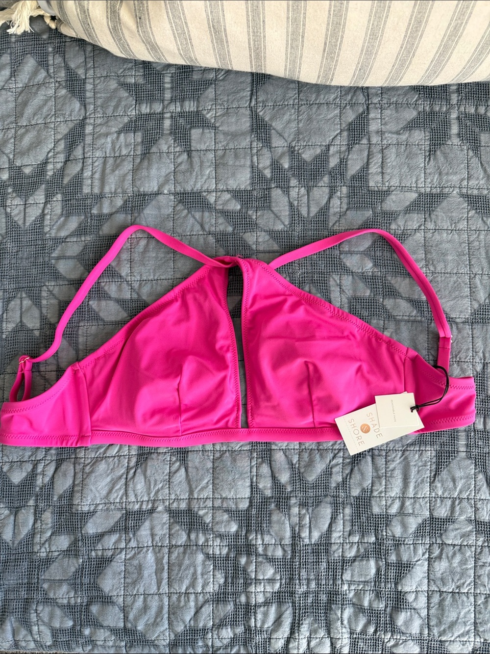 Shade & Shore Hot Pink Halter Bikini Top